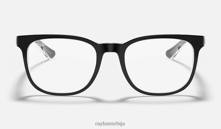 Ray-Ban рб5369 оптицс P0HP2334 наочаре полирано црно на провидном мушкарци