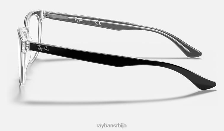 Ray-Ban рб5369 оптицс P0HP2334 наочаре полирано црно на провидном мушкарци