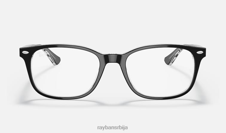 Ray-Ban рб5375 оптицс P0HP2052 наочаре полирано црно на провидном мушкарци