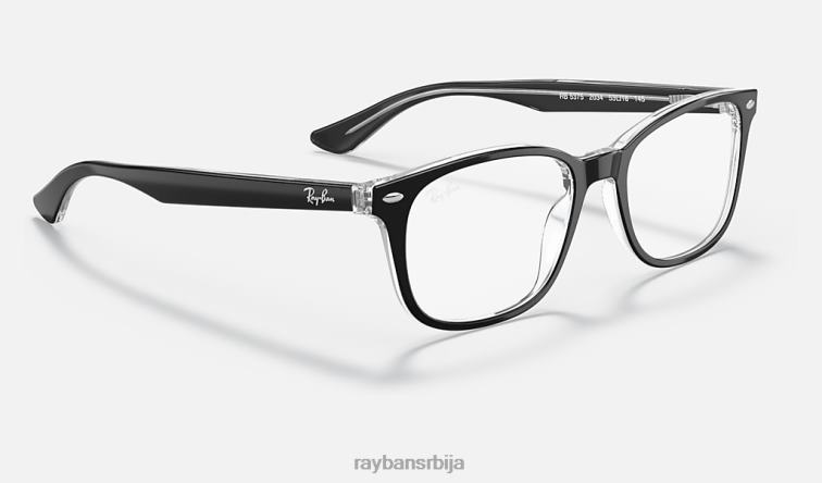 Ray-Ban рб5375 оптицс P0HP2052 наочаре полирано црно на провидном мушкарци