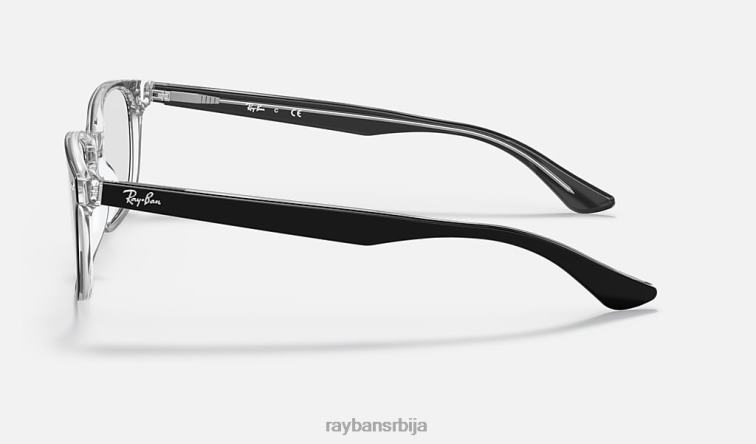 Ray-Ban рб5375 оптицс P0HP2052 наочаре полирано црно на провидном мушкарци