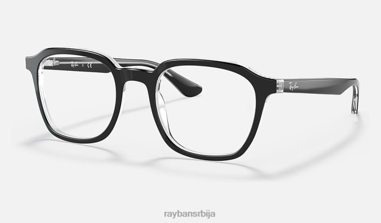 Ray-Ban рб5390 оптицс P0HP2349 наочаре полирано црно на провидном мушкарци