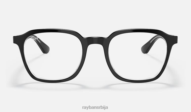 Ray-Ban рб5390 оптицс P0HP2349 наочаре полирано црно на провидном мушкарци