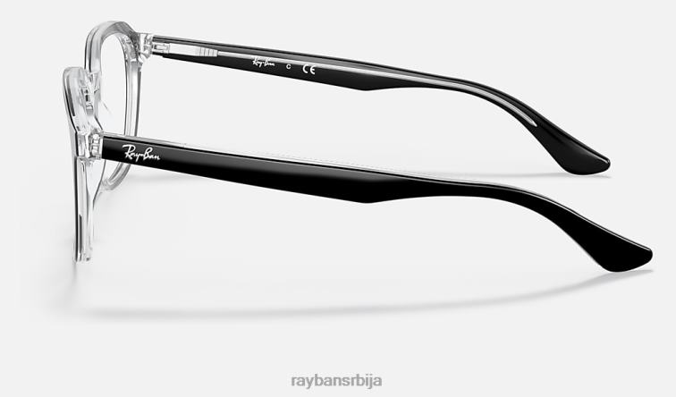 Ray-Ban рб5390 оптицс P0HP2349 наочаре полирано црно на провидном мушкарци