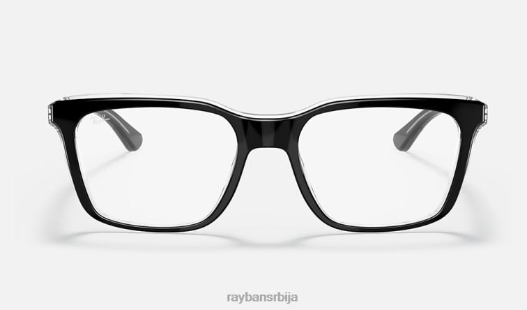 Ray-Ban рб5391 оптицс P0HP2455 наочаре полирано црно на провидном мушкарци