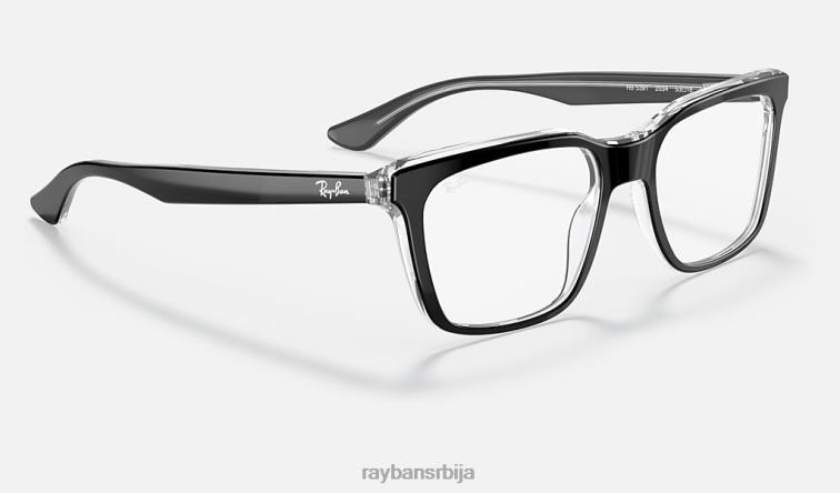 Ray-Ban рб5391 оптицс P0HP2455 наочаре полирано црно на провидном мушкарци