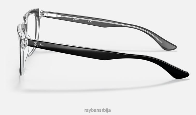 Ray-Ban рб5391 оптицс P0HP2455 наочаре полирано црно на провидном мушкарци