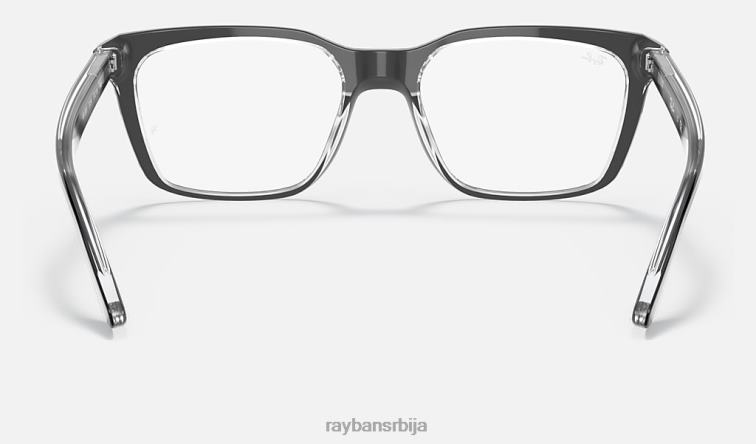 Ray-Ban рб5391 оптицс P0HP2455 наочаре полирано црно на провидном мушкарци