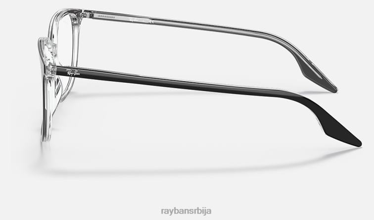 Ray-Ban рб5406 оптицс P0HP2032 наочаре полирано црно на провидном мушкарци