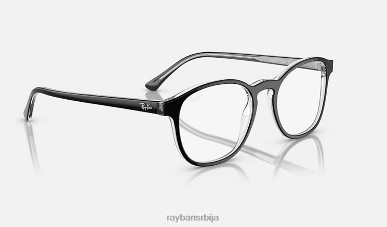 Ray-Ban рб5417 оптицс P0HP1622 наочаре полирано црно на провидном мушкарци