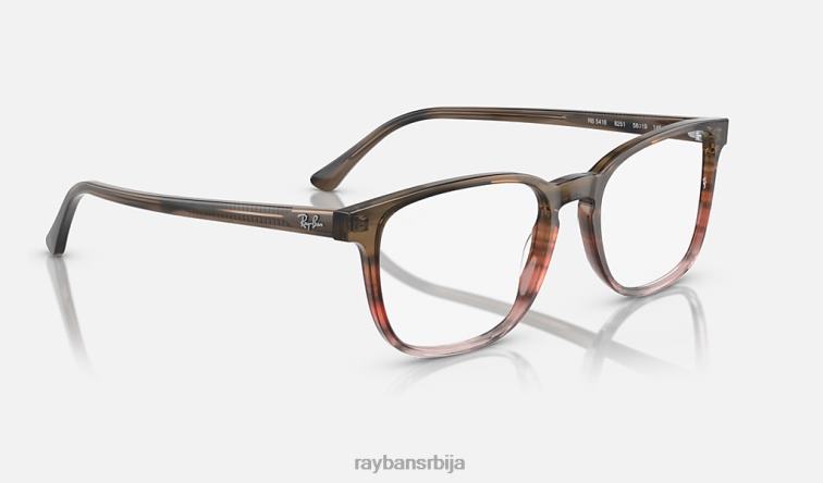 Ray-Ban рб5418 оптицс P0HP1700 наочаре углачане пругасте смеђе/црвене мушкарци