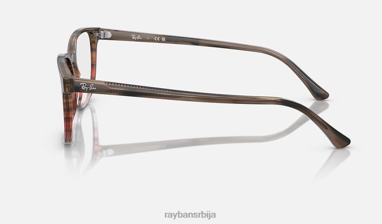 Ray-Ban рб5418 оптицс P0HP1700 наочаре углачане пругасте смеђе/црвене мушкарци