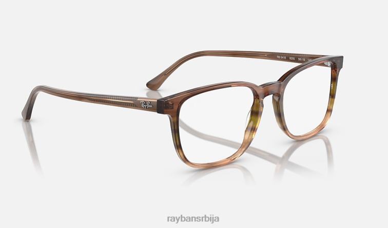 Ray-Ban рб5418 оптицс P0HP1702 наочаре углачане пругасте смеђе/зелене мушкарци