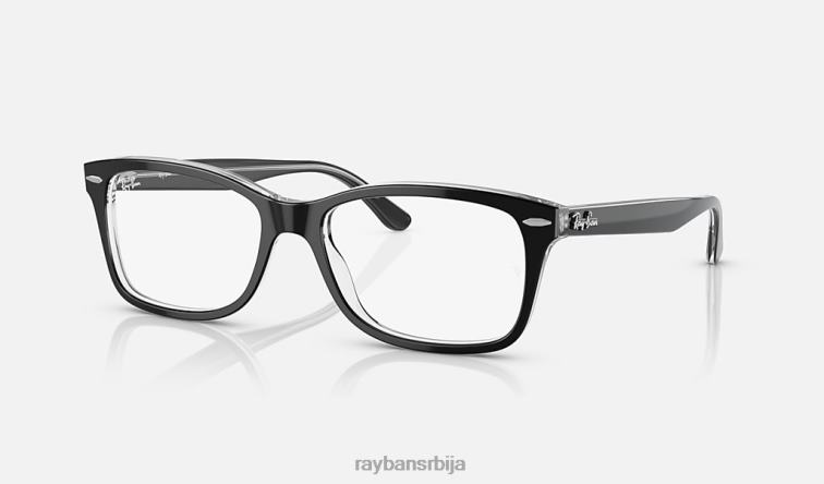 Ray-Ban рб5428 оптицс P0HP1849 наочаре полирано црно на провидном мушкарци