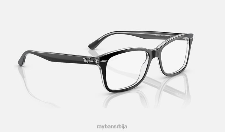 Ray-Ban рб5428 оптицс P0HP1849 наочаре полирано црно на провидном мушкарци