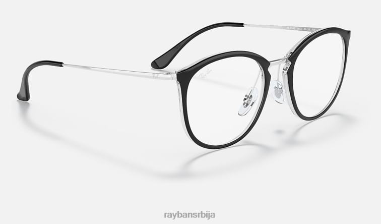 Ray-Ban рб7140 оптицс P0HP1603 наочаре полирано црно на провидном мушкарци