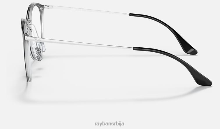 Ray-Ban рб7140 оптицс P0HP1603 наочаре полирано црно на провидном мушкарци