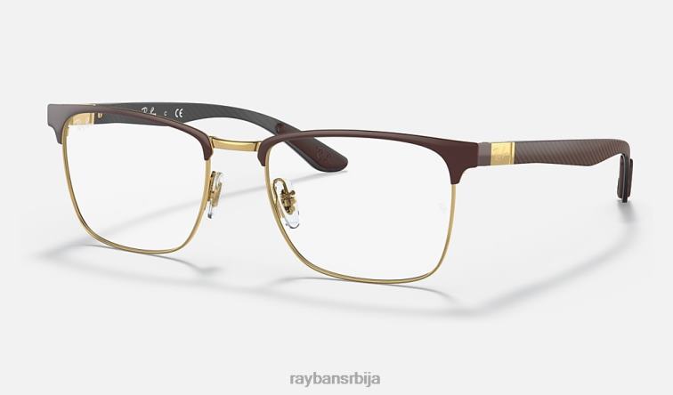 Ray-Ban рб8421 оптицс P0HP2080 наочаре углачано браон на злату мушкарци