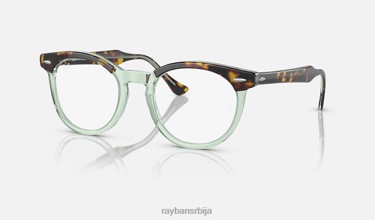 Ray-Ban оптика орловског ока P0HP1683 наочаре углачана хавана на провидном зеленом мушкарци