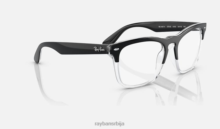 Ray-Ban стеве оптицс P0HP1707 наочаре полирано црно на провидном мушкарци