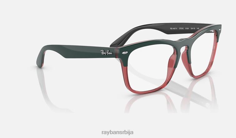 Ray-Ban стеве оптицс P0HP1708 наочаре полиране тамнозелене на провидној светлоцрвеној мушкарци