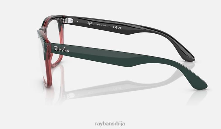 Ray-Ban стеве оптицс P0HP1708 наочаре полиране тамнозелене на провидној светлоцрвеној мушкарци