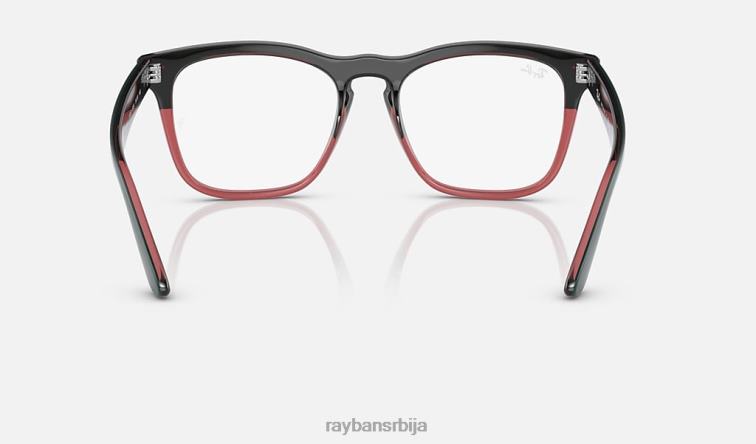 Ray-Ban стеве оптицс P0HP1708 наочаре полиране тамнозелене на провидној светлоцрвеној мушкарци