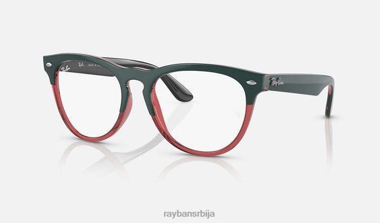 Ray-Ban оптика ириса P0HP1765 наочаре полиране тамнозелене на провидној светлоцрвеној мушкарци