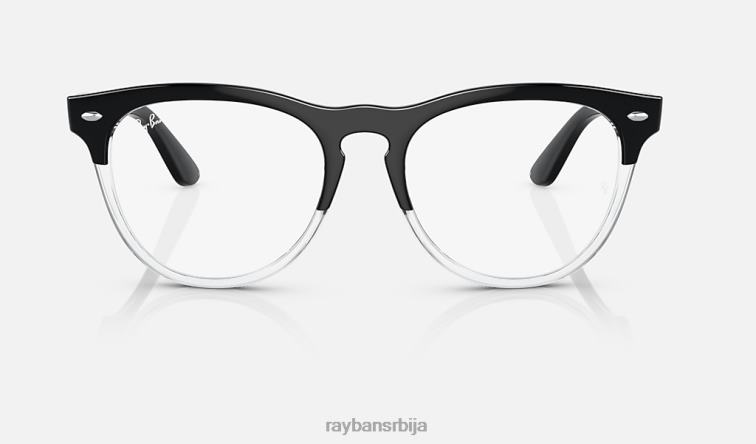 Ray-Ban оптика ириса P0HP1766 наочаре полирано црно на провидном мушкарци