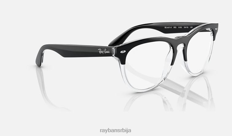 Ray-Ban оптика ириса P0HP1766 наочаре полирано црно на провидном мушкарци
