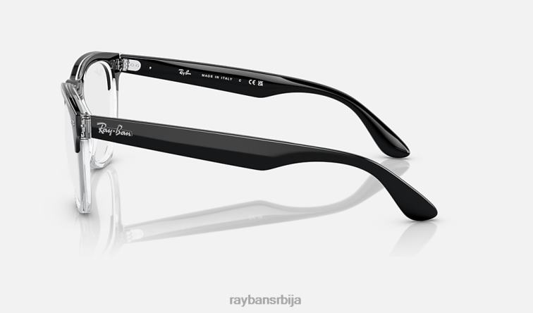 Ray-Ban оптика ириса P0HP1766 наочаре полирано црно на провидном мушкарци