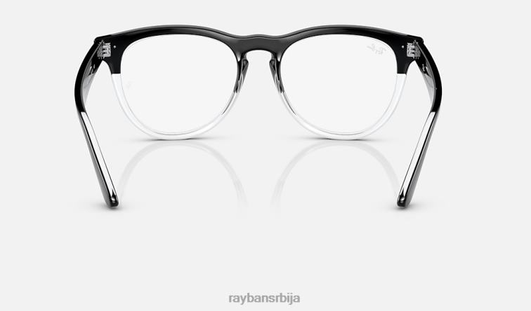 Ray-Ban оптика ириса P0HP1766 наочаре полирано црно на провидном мушкарци