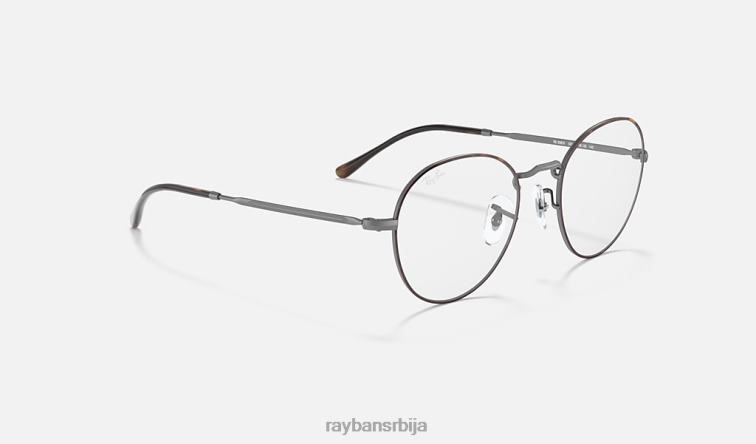 Ray-Ban округла метална оптика ии P0HP1795 наочаре углађена хавана мушкарци