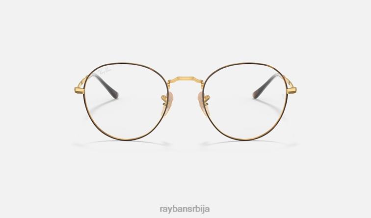 Ray-Ban округла метална оптика ии P0HP1798 наочаре углачана хавана на злату мушкарци