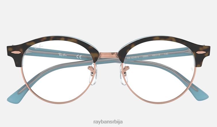 Ray-Ban цлуброунд оптицс P0HP1870 наочаре углачана хавана на светло плавој боји мушкарци