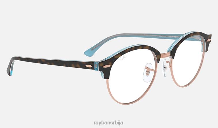 Ray-Ban цлуброунд оптицс P0HP1870 наочаре углачана хавана на светло плавој боји мушкарци