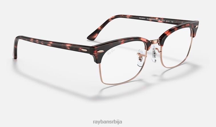 Ray-Ban цлубмастер квадратна оптика P0HP1896 наочаре углачана ружичаста хавана мушкарци