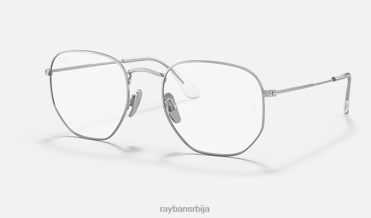 Ray-Ban хексагонална титанијумска оптика P0HP2068 наочаре углачано сребро мушкарци