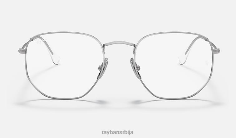 Ray-Ban хексагонална титанијумска оптика P0HP2068 наочаре углачано сребро мушкарци