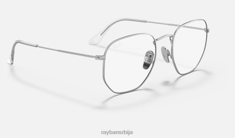 Ray-Ban хексагонална титанијумска оптика P0HP2068 наочаре углачано сребро мушкарци
