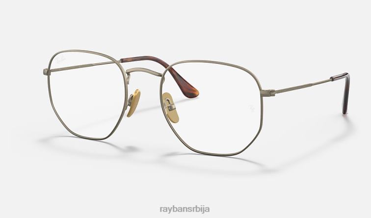 Ray-Ban хексагонална титанијумска оптика P0HP2069 наочаре углачано злато мушкарци