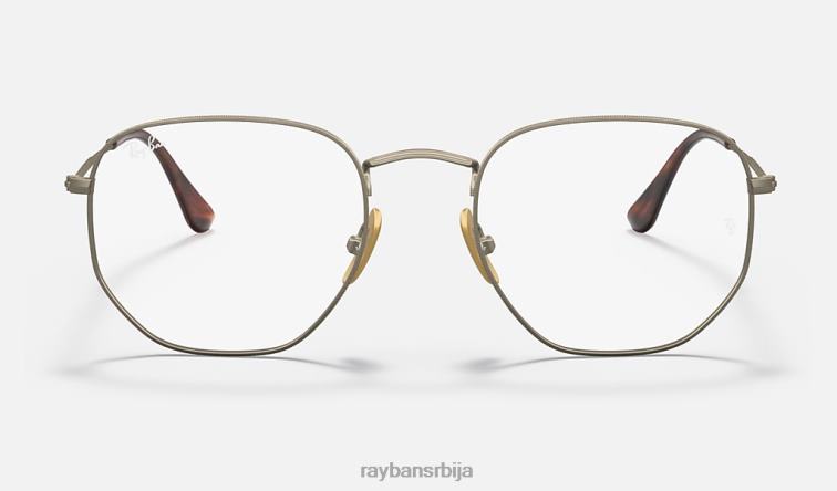 Ray-Ban хексагонална титанијумска оптика P0HP2069 наочаре углачано злато мушкарци