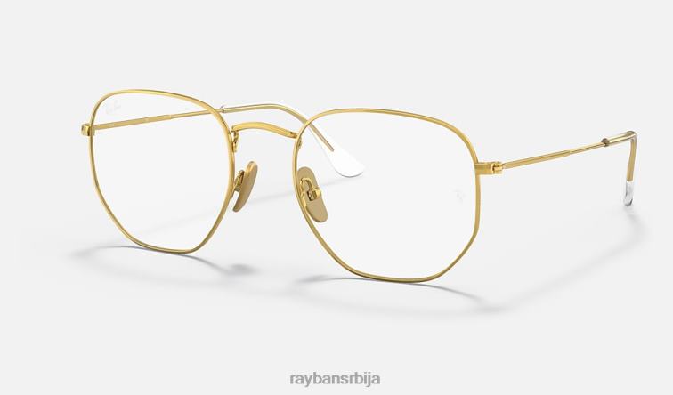 Ray-Ban хексагонална титанијумска оптика P0HP2070 наочаре углачано злато мушкарци