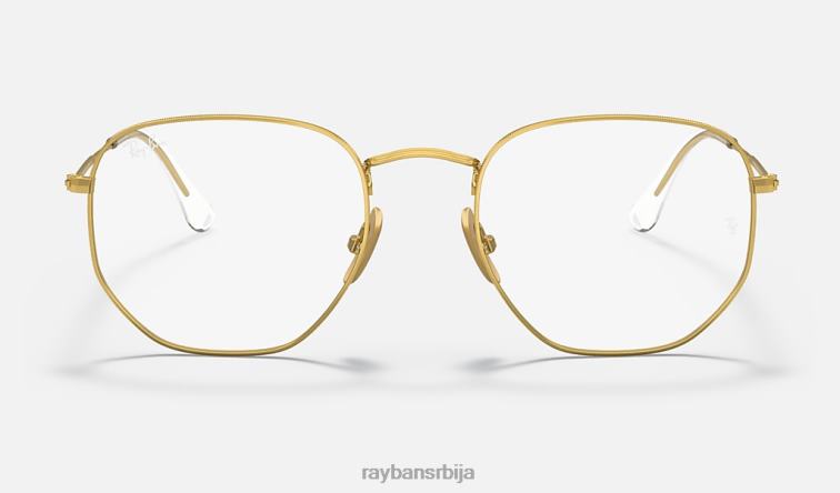 Ray-Ban хексагонална титанијумска оптика P0HP2070 наочаре углачано злато мушкарци