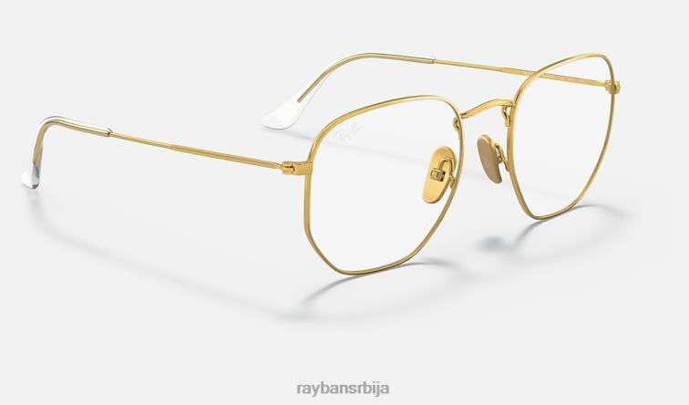 Ray-Ban хексагонална титанијумска оптика P0HP2070 наочаре углачано злато мушкарци