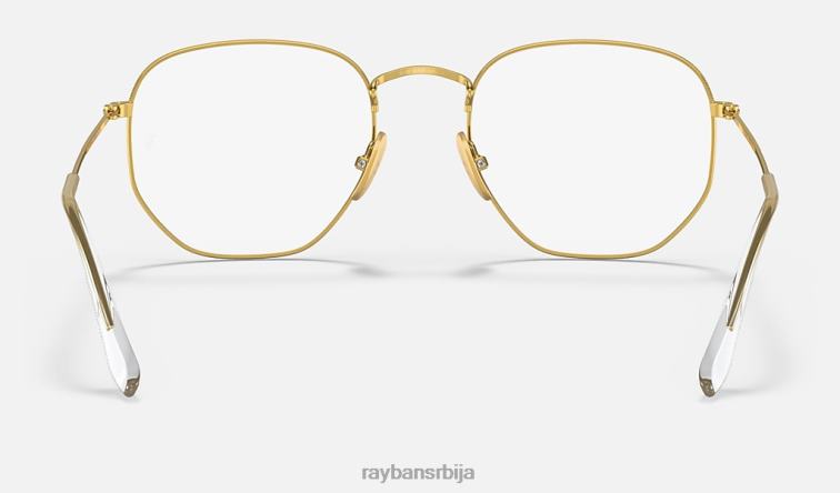 Ray-Ban хексагонална титанијумска оптика P0HP2070 наочаре углачано злато мушкарци