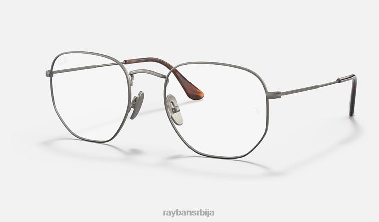 Ray-Ban хексагонална титанијумска оптика P0HP2071 наочаре углачан гунметал мушкарци