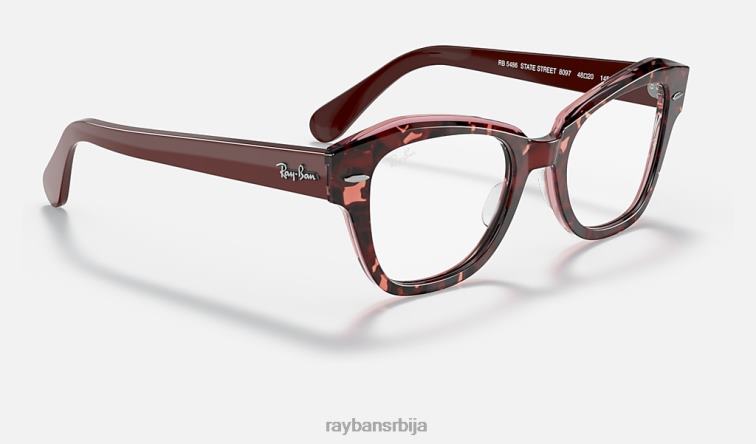 Ray-Ban државна улична оптика P0HP2125 наочаре углачана хавана на провидној љубичастој мушкарци