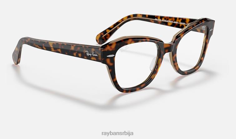 Ray-Ban државна улична оптика P0HP2128 наочаре углачана хавана на провидној браон мушкарци