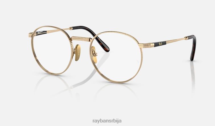 Ray-Ban роунд ии титанијумска оптика P0HP2161 наочаре углачано злато мушкарци